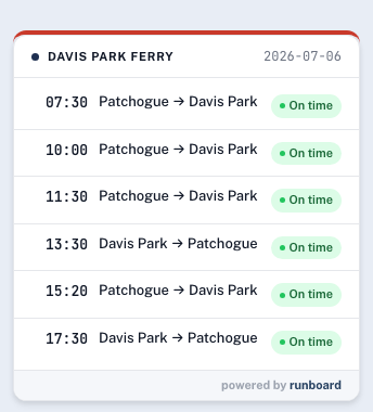 Embeddable departure board widget